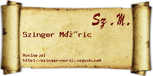 Szinger Móric névjegykártya
